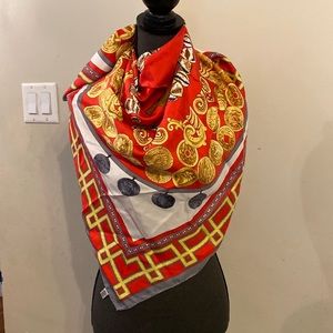 Vintage The British Museum Coin Image square silk  scarf